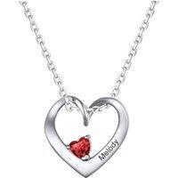 PROSILVER Women Personalised Heart Pendant Necklace, 925 Sterling Silver Mother Necklace with Names Birthstone Necklaces-Send Gift Box 1 heart-silver