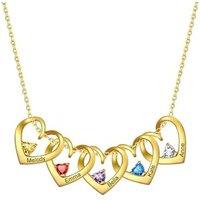 PROSILVER Women Personalised Heart Pendant Necklace, 925 Sterling Silver Mother Necklace with Names Birthstone Necklaces-Send Gift Box 5 heart-gold pl