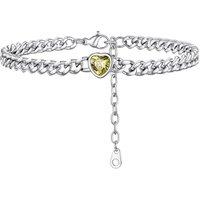 PROSTEEL Anklets for Women, Adjustable Waterproof Ankle Bracelet Silver Foot Chain Cubic Zirconia Birthstone Jewellery for Beach Summer with Gift Box