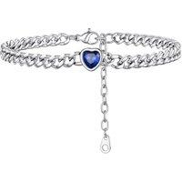 PROSTEEL Anklets for Women, Adjustable Waterproof Ankle Bracelet Silver Foot Chain Cubic Zirconia Birthstone Jewellery for Beach Summer with Gift Box