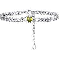 PROSTEEL Heart Anklets for Women, Adjustable Cuban Ankle Bracelet Waterproof Foot Chain Birthstone Jewellery for Beach Summer Silver/Black -with Gift