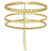 PROSTEEL Anklets Set for Women - Cuban Link/Herringbone/Heart Layered Ankle Bracelets Adjustable Waterproof for Summer Beach Jewellery, Silver/Gold Pl