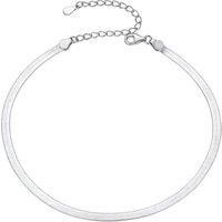 PROSILVER Women Sterling Silver Anklet, S925 Silver Ankle Bracelet Figaro/Cuban/Heart Foot Chain for Beach Summer - Send Gift Box 5-herringbone