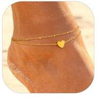 PROSTEEL Anklet for Women, Adjustable Waterproof Ankle Bracelets, Heart/Cuban/Figaro Foot Chain 316L Stainless Steel for Beach Summer with Gift Box 01