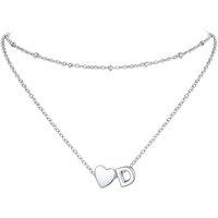 PROSTEEL Heart Initial Necklace for Women - Double Layered Silver White Gold/Gold Plated Bead Choker Name Necklace with Heart Letter Pendant Gift for