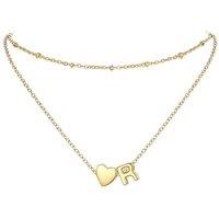 PROSTEEL Heart Initial Necklace for Women - Double Layered Silver White Gold/Gold Plated Bead Choker Name Necklace with Heart Letter Pendant Gift for
