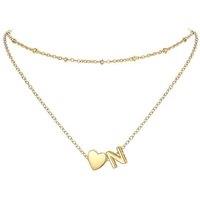 PROSTEEL Heart Initial Necklace for Women - Double Layered Silver White Gold/Gold Plated Bead Choker Name Necklace with Heart Letter Pendant Gift for