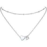 PROSTEEL Heart Initial Necklace for Women - Double Layered Silver White Gold/Gold Plated Bead Choker Name Necklace with Heart Letter Pendant Gift for