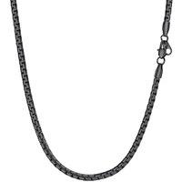 PROSTEEL Mens Necklace Chain Stylish Flat Box Chain Link Black/Silver/Gold Plated, Hypoallergenic 316L Stainless Steel Jewellery (with Gift Box) 30"(7