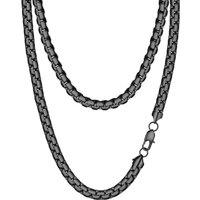 PROSTEEL Mens Necklace Chain Stylish Flat Box Chain Link Black/Silver/Gold Plated, Hypoallergenic 316L Stainless Steel Jewellery (with Gift Box) 28"(7