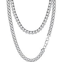 PROSTEEL Mens Necklace Chain Stylish Flat Box Chain Link Black/Silver/Gold Plated, Hypoallergenic 316L Stainless Steel Jewellery (with Gift Box) 22"(5