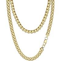 PROSTEEL Mens Necklace Chain Stylish Flat Box Chain Link Black/Silver/Gold Plated, Hypoallergenic 316L Stainless Steel Jewellery (with Gift Box) Gold