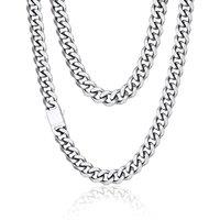 PROSTEEL Men Cuban Chain Necklace with Sturdy Clasp 6/9/12mm Width 18-30 Inch Length Chunky Necklace Silver/Gold Plated/Black 316L Stainless Steel Hip