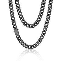 PROSTEEL Men Cuban Chain Necklace with Sturdy Clasp 6/9/12mm Width 18-30 Inch Length Chunky Necklace Silver/Gold Plated/Black 316L Stainless Steel Hip
