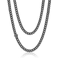 PROSTEEL Men Cuban Chain Necklace with Sturdy Clasp 6/9/12mm Width 18-30 Inch Length Chunky Necklace Silver/Gold Plated/Black 316L Stainless Steel Hip