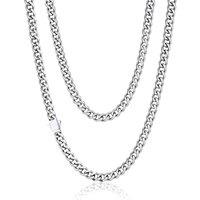 PROSTEEL Men Cuban Chain Necklace with Sturdy Clasp 6/9/12mm Width 18-30 Inch Length Chunky Necklace Silver/Gold Plated/Black 316L Stainless Steel Hip