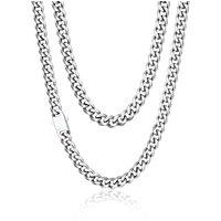 PROSTEEL Men Cuban Chain Necklace with Sturdy Clasp 6/9/12mm Width 18-30 Inch Length Chunky Necklace Silver/Gold Plated/Black 316L Stainless Steel Hip