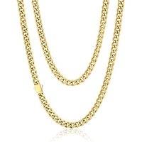 PROSTEEL Men Cuban Chain Necklace with Sturdy Clasp 6/9/12mm Width 18-30 Inch Length Chunky Necklace Silver/Gold Plated/Black 316L Stainless Steel Hip