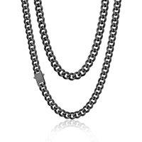 PROSTEEL Men Cuban Chain Necklace with Sturdy Clasp 6/9/12mm Width 18-30 Inch Length Chunky Necklace Silver/Gold Plated/Black 316L Stainless Steel Hip