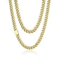 PROSTEEL Men Cuban Chain Necklace with Sturdy Clasp 6/9/12mm Width 18-30 Inch Length Chunky Necklace Silver/Gold Plated/Black 316L Stainless Steel Hip