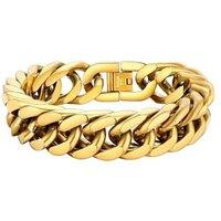 PROSTEEL Chain Bracelet for Men - Cuban Link Chunky Bracelet Silver/Gold Plated/Black 8MM/12MM/17MM Width, Hip Hop Jewellery 19/21/23CM Length for Men