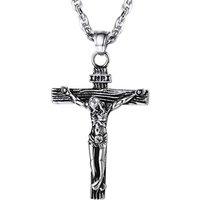 PROSTEEL Cross Necklace Mens, Cross Pendant with Adjustable Chain, Sliver Black Gold Plated Crucifix Necklace for Men 316L Stainless Steel Personalise
