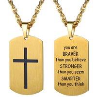 PROSTEEL Cross Necklace for Men, Lord's Prayer Cross Pendant with Adjustable Chain 22-24 Inches 316L Stainless Steel Bible Verse Christian Gifts for M