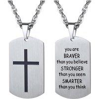 PROSTEEL Cross Necklace for Men, Lord's Prayer Cross Pendant with Adjustable Chain 22-24 Inches 316L Stainless Steel Bible Verse Christian Gifts for M