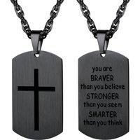 PROSTEEL Cross Necklace for Men, Lord's Prayer Cross Pendant with Adjustable Chain 22-24 Inches 316L Stainless Steel Bible Verse Christian Gifts for M