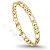 PROSTEEL Mens Bracelet - Stylish Flat Cuban Figaro Chain Wrist Link Bracelets Hypoallergenic 316L Stainless Steel Jewellery Silver/Gold Plated/Black 1