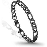 PROSTEEL Mens Bracelet - Stylish Flat Cuban Figaro Chain Wrist Link Bracelets Hypoallergenic 316L Stainless Steel Jewellery Silver/Gold Plated/Black 1