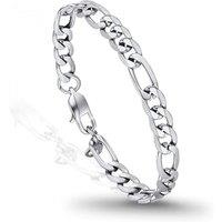 PROSTEEL Mens Bracelet - Stylish Flat Cuban Figaro Chain Wrist Link Bracelets Hypoallergenic 316L Stainless Steel Jewellery Silver/Gold Plated/Black 1