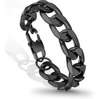 PROSTEEL Mens Bracelet - Stylish Flat Cuban Figaro Chain Wrist Link Bracelets Hypoallergenic 316L Stainless Steel Jewellery Silver/Gold Plated/Black 1