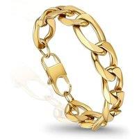 PROSTEEL Mens Bracelet - Stylish Flat Cuban Figaro Chain Wrist Link Bracelets Hypoallergenic 316L Stainless Steel Jewellery Silver/Gold Plated/Black 1