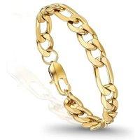 PROSTEEL Mens Bracelet - Stylish Flat Cuban Figaro Chain Wrist Link Bracelets Hypoallergenic 316L Stainless Steel Jewellery Silver/Gold Plated/Black 1