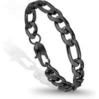 PROSTEEL Mens Bracelet - Stylish Flat Cuban Figaro Chain Wrist Link Bracelets Hypoallergenic 316L Stainless Steel Jewellery Silver/Gold Plated/Black 1