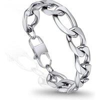 PROSTEEL Mens Bracelet - Stylish Flat Cuban Figaro Chain Wrist Link Bracelets Hypoallergenic 316L Stainless Steel Jewellery Silver/Gold Plated/Black 1