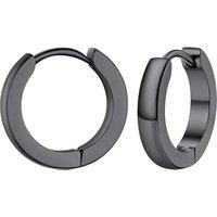 PROSTEEL Mens Hoop Earrings, Huggie Earrings Small Silver/Black/Gold Plated -With Gift Box Plain-black