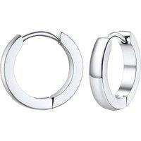 PROSTEEL Mens Hoop Earrings, Huggie Earrings Small Silver/Black/Gold Plated -With Gift Box Plain-silver
