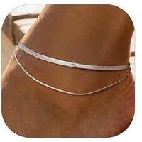 PROSTEEL Anklet for Women, Adjustable Waterproof Ankle Bracelets, Heart/Cuban/Figaro Foot Chain 316L Stainless Steel for Beach Summer with Gift Box Sn