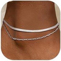 PROSTEEL Anklet for Women, Adjustable Waterproof Ankle Bracelets, Heart/Cuban/Figaro Foot Chain 316L Stainless Steel for Beach Summer with Gift Box Sn