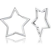 PROSTEEL Star Hoop Earrings for Women Stylish Hoops Silver/Gold Plated/Black 20/30/40/50/60mm for Ladies Girls With Gift Box Silver 50mm diameter