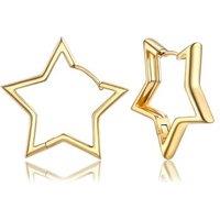 PROSTEEL Star Hoop Earrings for Women Stylish Hoops Silver/Gold Plated/Black 20/30/40/50/60mm for Ladies Girls With Gift Box Gold Plated 30mm diameter