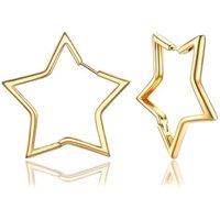 PROSTEEL Star Hoop Earrings for Women Stylish Hoops Silver/Gold Plated/Black 20/30/40/50/60mm for Ladies Girls With Gift Box Gold Plated 50mm diameter