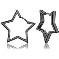 PROSTEEL Star Hoop Earrings for Women Stylish Hoops Silver/Gold Plated/Black 20/30/40/50/60mm for Ladies Girls With Gift Box Black 30mm diameter