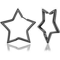 PROSTEEL Star Hoop Earrings for Women Stylish Hoops Silver/Gold Plated/Black 20/30/40/50/60mm for Ladies Girls With Gift Box Black 50mm diameter