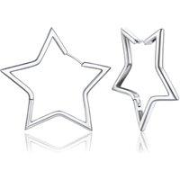 PROSTEEL Star Hoop Earrings for Women Stylish Hoops Silver/Gold Plated/Black 20/30/40/50/60mm for Ladies Girls With Gift Box Silver 60mm diameter