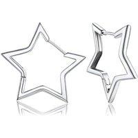 PROSTEEL Star Hoop Earrings for Women Stylish Hoops Silver/Gold Plated/Black 20/30/40/50/60mm for Ladies Girls With Gift Box Silver 40mm diameter