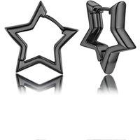 PROSTEEL Star Hoop Earrings for Women Stylish Hoops Silver/Gold Plated/Black 20/30/40/50/60mm for Ladies Girls With Gift Box Black 20mm diameter