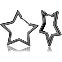 PROSTEEL Star Hoop Earrings for Women Stylish Hoops Silver/Gold Plated/Black 20/30/40/50/60mm for Ladies Girls With Gift Box Black 40mm diameter